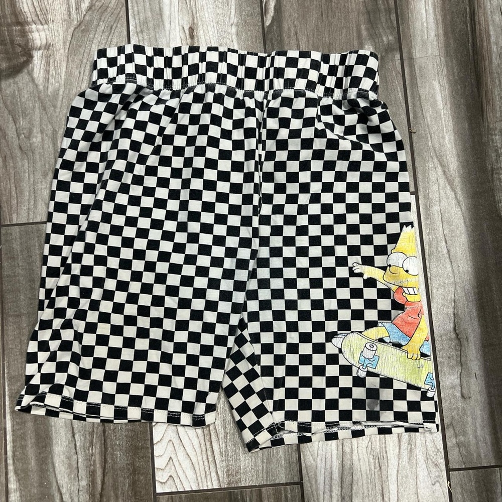 Checkered Shorts with Cartoon Print